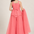 Girls rose pink sequins embroidered organza kurti palazzo set with dupatta