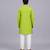 Lime green woven cotton silk Men Kurta Set