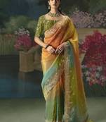 Multicolor premium fancy heavy beads work saree