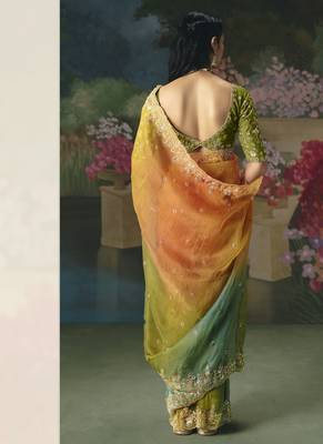 Multicolor premium fancy heavy beads work saree 2
