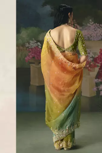 Multicolor premium fancy heavy beads work saree