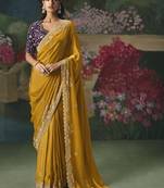 Mustard premium fancy heavy beads work saree