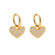 Dangling heart sparkle  gold plated hoop earring