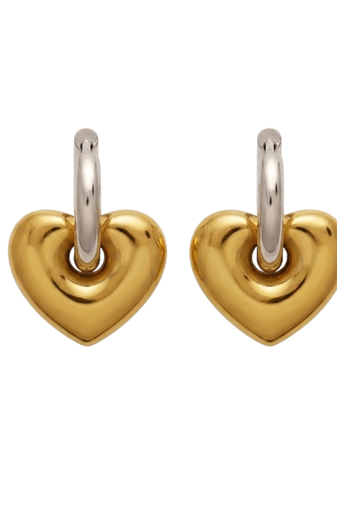 Duo tone love gold plated hoop earrings