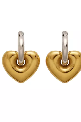 Duo tone love gold plated hoop earrings