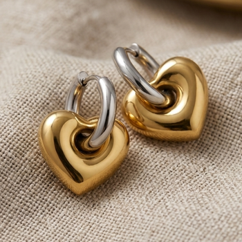 Duo tone love gold plated hoop earrings 2