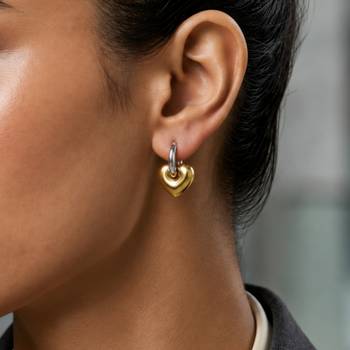 Duo tone love gold plated hoop earrings 3