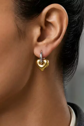 Duo tone love gold plated hoop earrings