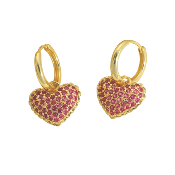 dangling heart rose gold plated hoop earring 1