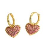 dangling heart rose gold plated hoop earring