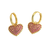 dangling heart rose gold plated hoop earring
