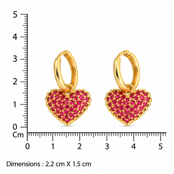dangling heart rose gold plated hoop earring 2