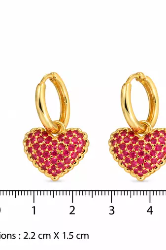 dangling heart rose gold plated hoop earring