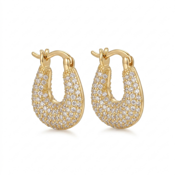 rebellious geometric sparkle gold plated hoop earring 1
