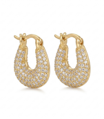 rebellious geometric sparkle gold plated hoop earring