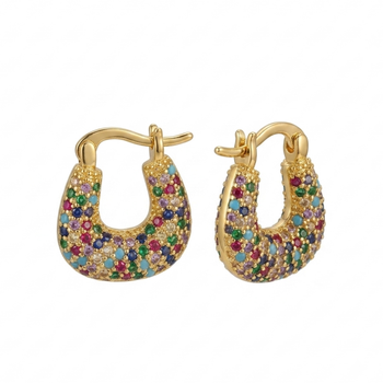 rebellious geometric colorful gold plated hoop earring 1