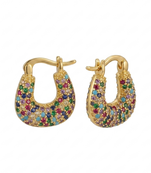 rebellious geometric colorful gold plated hoop earring