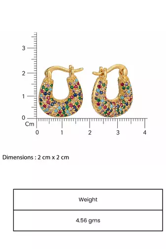 rebellious geometric colorful gold plated hoop earring