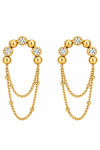 French chic gold plated tassel earring