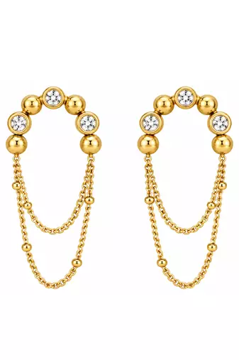 French chic gold plated tassel earring
