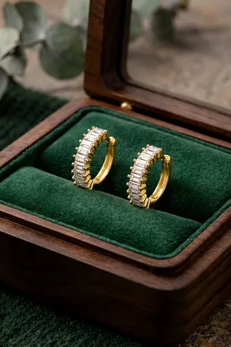cosmic bar gold plated hoop earring