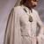 Ivory embroidered raw silk sherwani set with stole