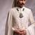 Ivory embroidered raw silk sherwani set with stole