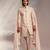 Light pink embroidered raw silk sherwani set with stole