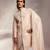 Light pink embroidered raw silk sherwani set with stole