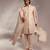 Light pink embroidered raw silk sherwani set with stole
