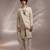 Ivory embroidered silk sherwani set with stole