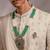 Ivory embroidered silk sherwani set with stole