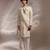 Ivory embroidered silk sherwani set with stole