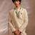 Ivory embroidered silk sherwani set with stole