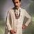Ivory embroidered silk sherwani set with stole