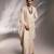 Ivory embroidered silk sherwani set with stole