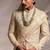 Beige embroidered linen satin sherwani set with stole