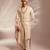 Light pink embroidered silk georgette sherwani set with stole