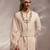 Light pink embroidered silk georgette sherwani set with stole