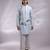 Ice blue embroidered bemberg silk kurta jacket set