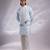 Ice blue embroidered bemberg silk kurta jacket set