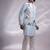 Ice blue embroidered bemberg silk kurta jacket set