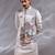 Ice grey embroidered raw silk satin kurta jacket set
