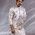 Ice grey embroidered raw silk satin kurta jacket set