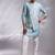 Ice blue embroidered chanderi bemberg silk kurta jacket set