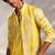 Lime yellow embroidered organza linen satin kurta jacket set