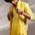 Lime yellow embroidered organza linen satin kurta jacket set