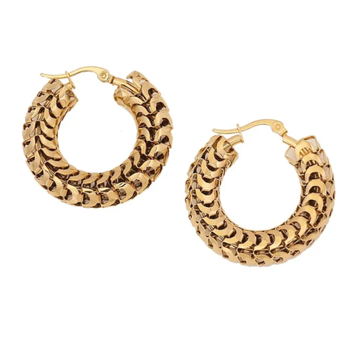 cosmic intertwined gold plated hoop earring 1