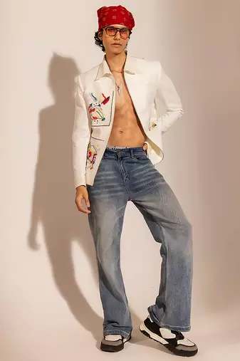 Off white embellished  bomber jacket