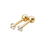 Sleek inlay single brilliance gold plated stud earring